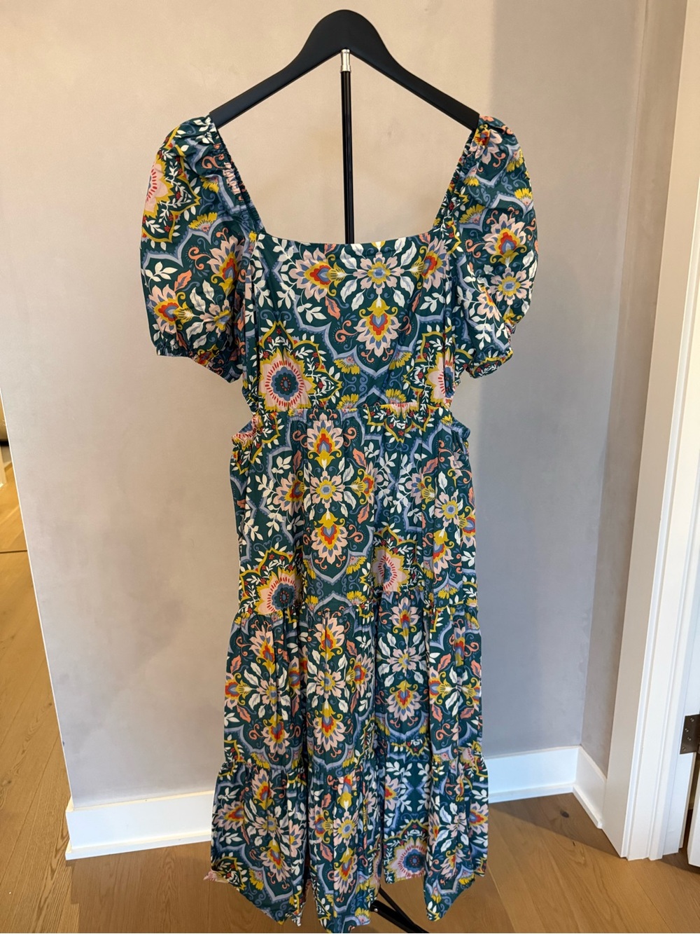 Boden Teal Floral Puff-Sleeve Maxi Dress - Picture 4 of 4